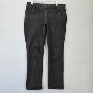 Old Navy Black Jeans Power Slim Fit Straight Leg Stretch Denim Women Size 12 Zip